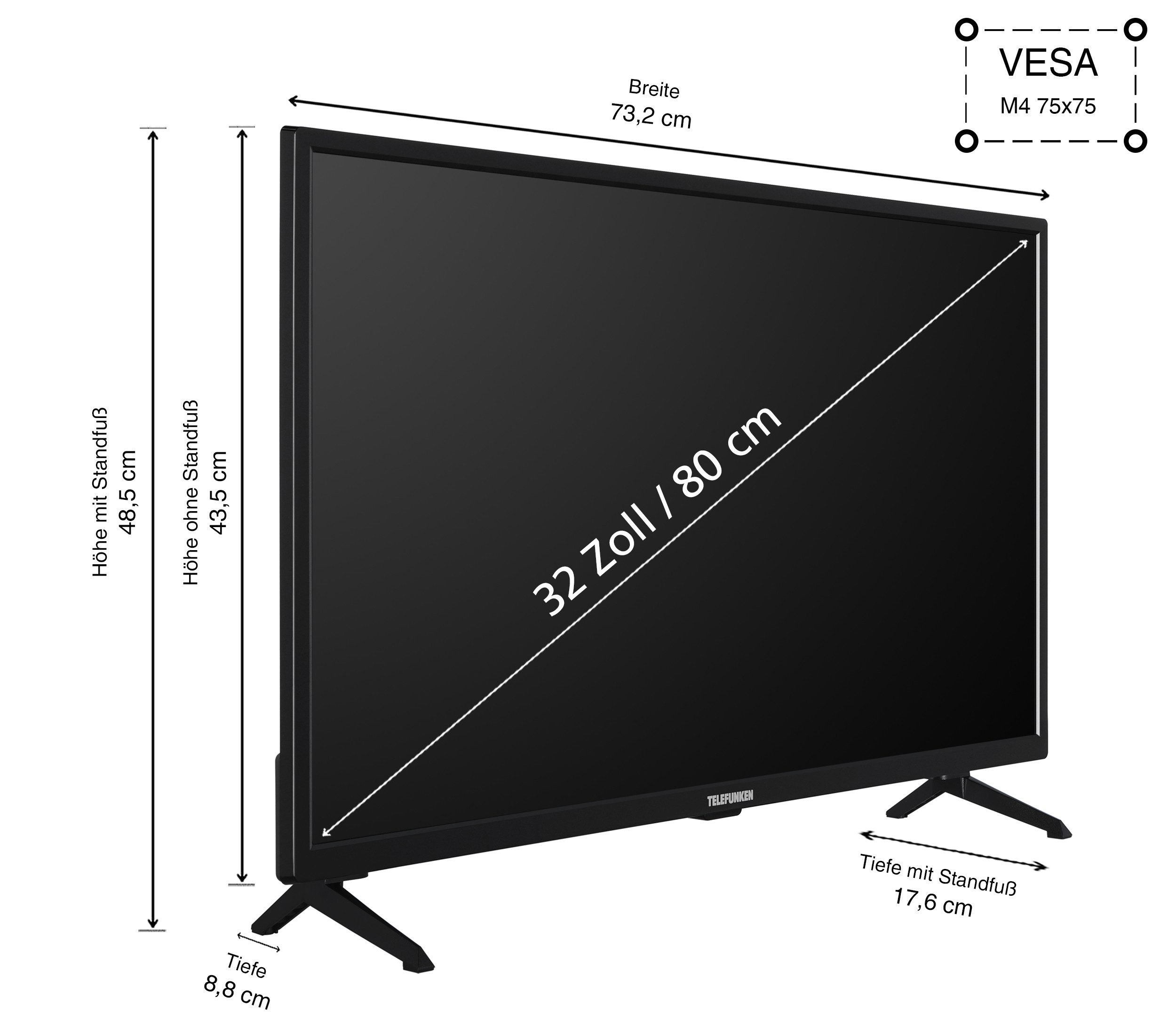 Telefunken XH32SO550SD LCD-LED Fernseher (80 cm/32 schwarz ! RABATT: 41.01%