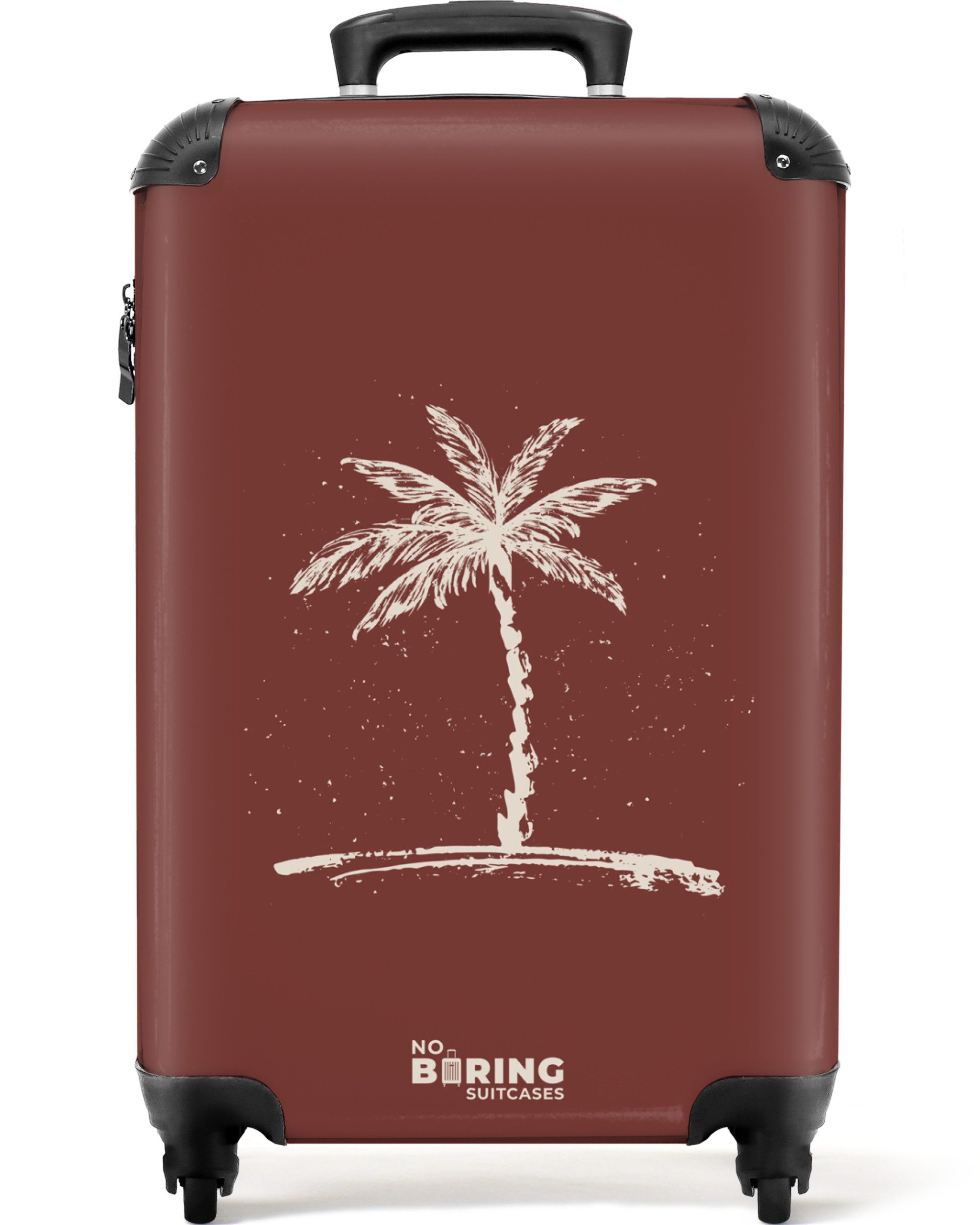NoBoringSuitcases.com© Hartschalen-Trolley Rot mit weißer Palme günstig online kaufen