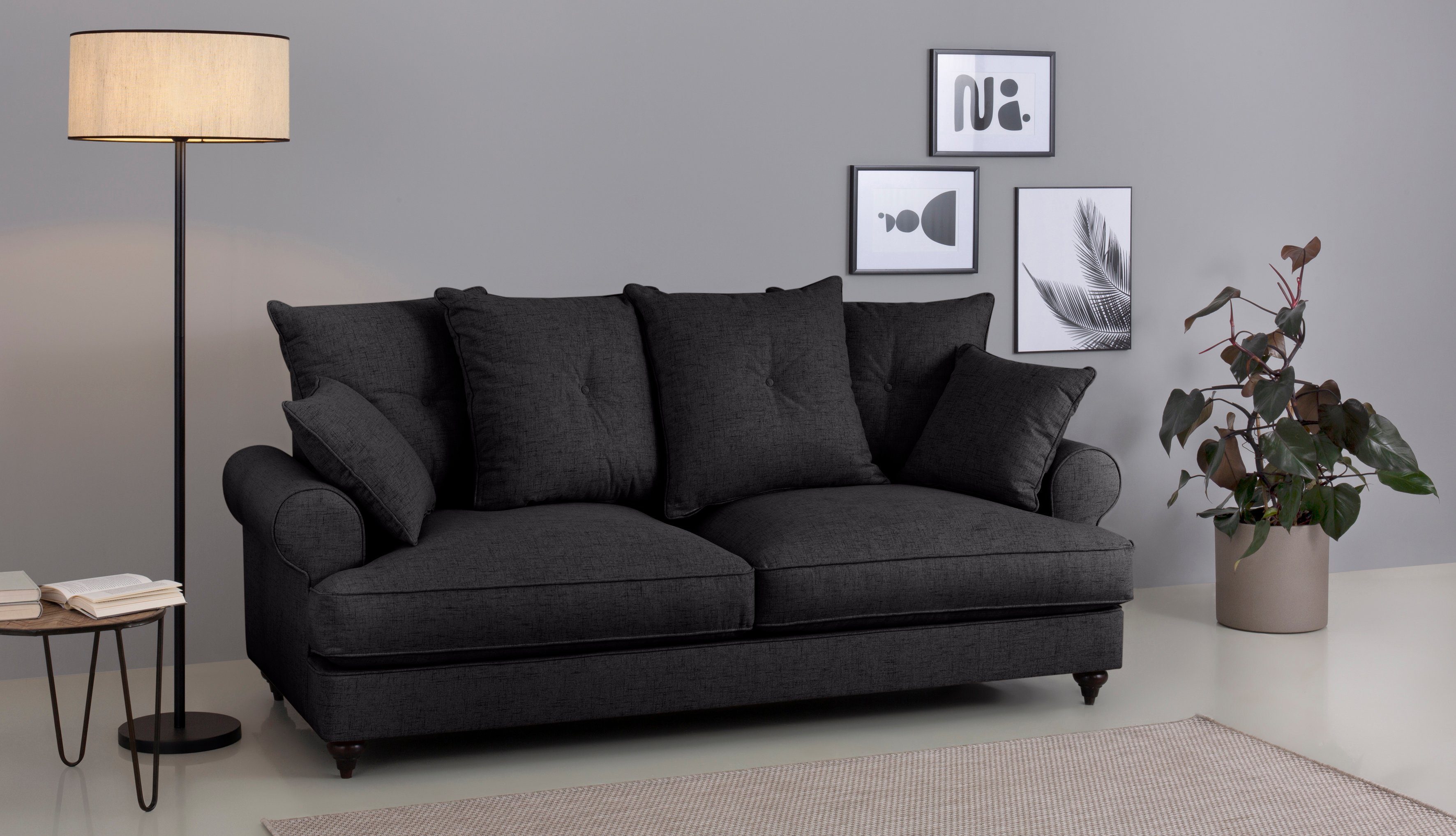 Bloomer, 3-Sitzer dark erhältlich Home mit brown hochwertigem affaire Farben Kaltschaum, verschiedenen in