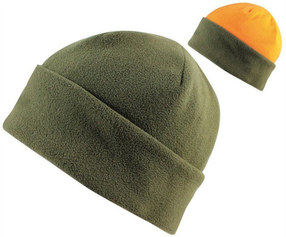Elutex Strickmütze Wendemütze signalmütze Fleecemütze wendbar signal orange Signalmütze