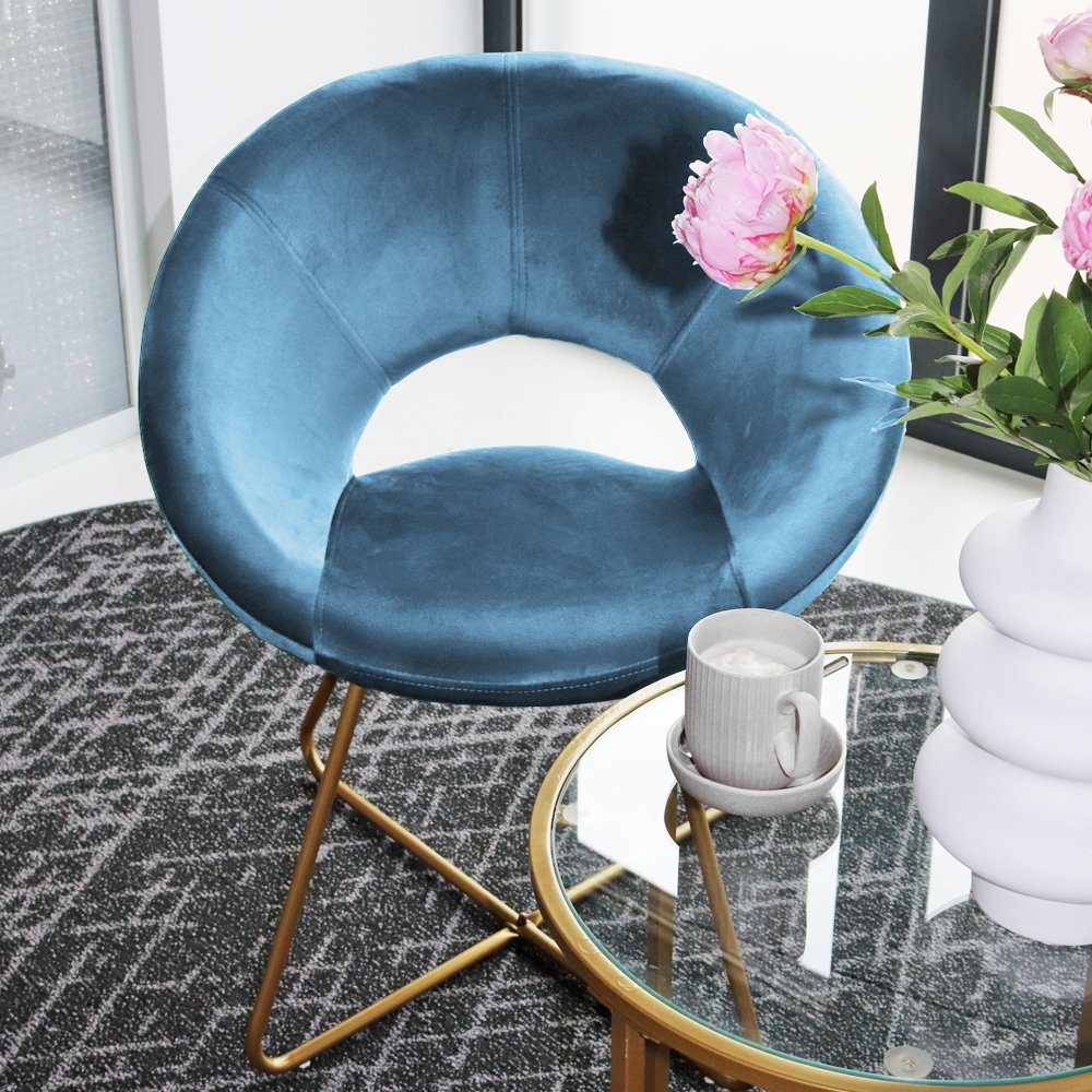 HOME DELUXE Stuhl Samtstuhl SELESA 72 x 58 x 44 cm, Esszimmerstuhl Küchenstuhl Blau | Stühle
