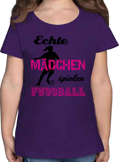 Shirtracer T-Shirt Echte Mädchen spielen Fußball - Schwarz Kinder Sport Kleidung