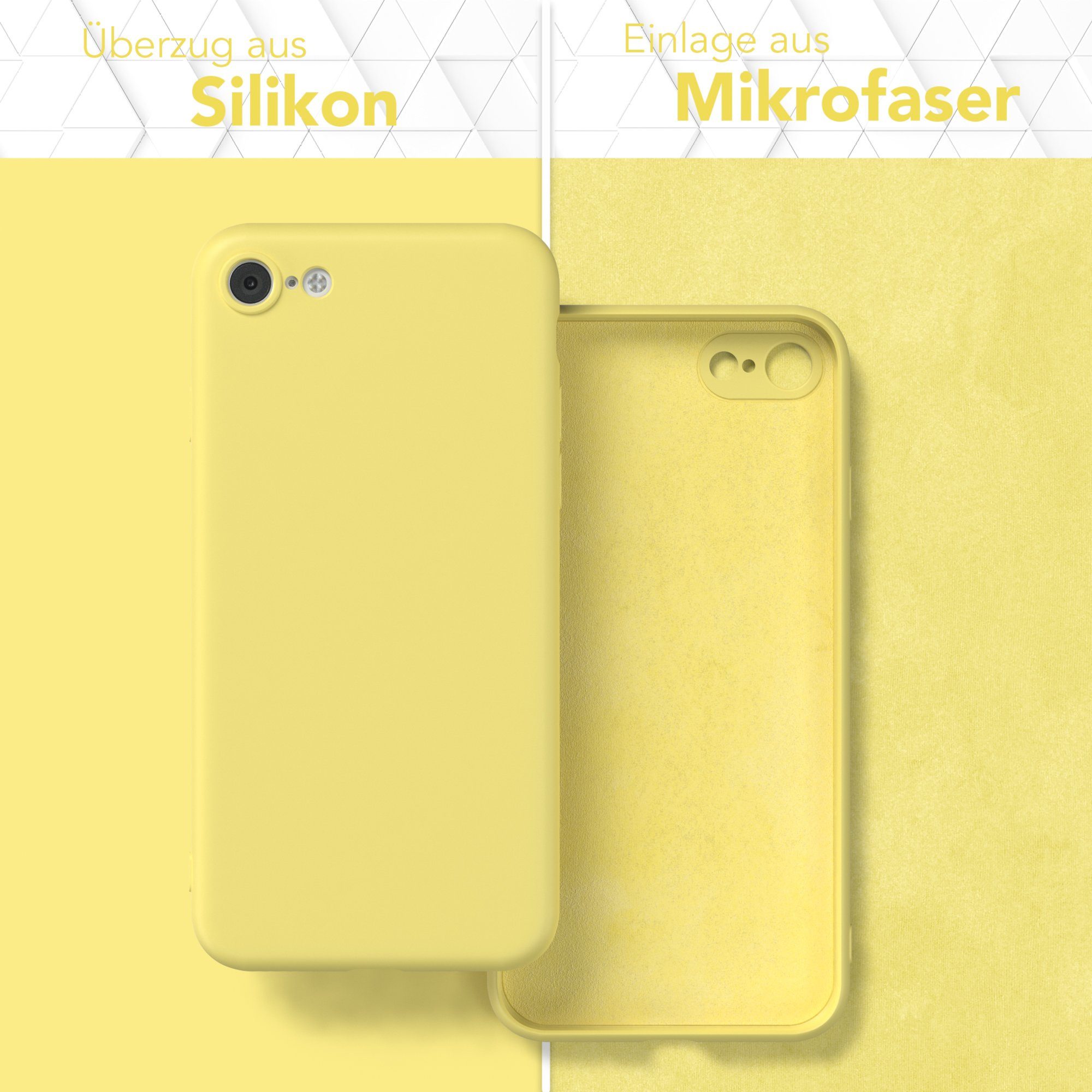 EAZY CASE Handyhülle für Apple iPhone SE 2022/2020 iPhone 8/7 Hülle Silikon 4,7 Zoll, Handy Softcase stoßfest Hülle mit Kameraschutz bumper tpuhülle Gelb