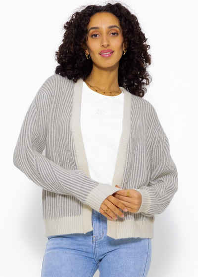 SASSYCLASSY Cardigan Oversize 2-farbig gerippter Cardigan