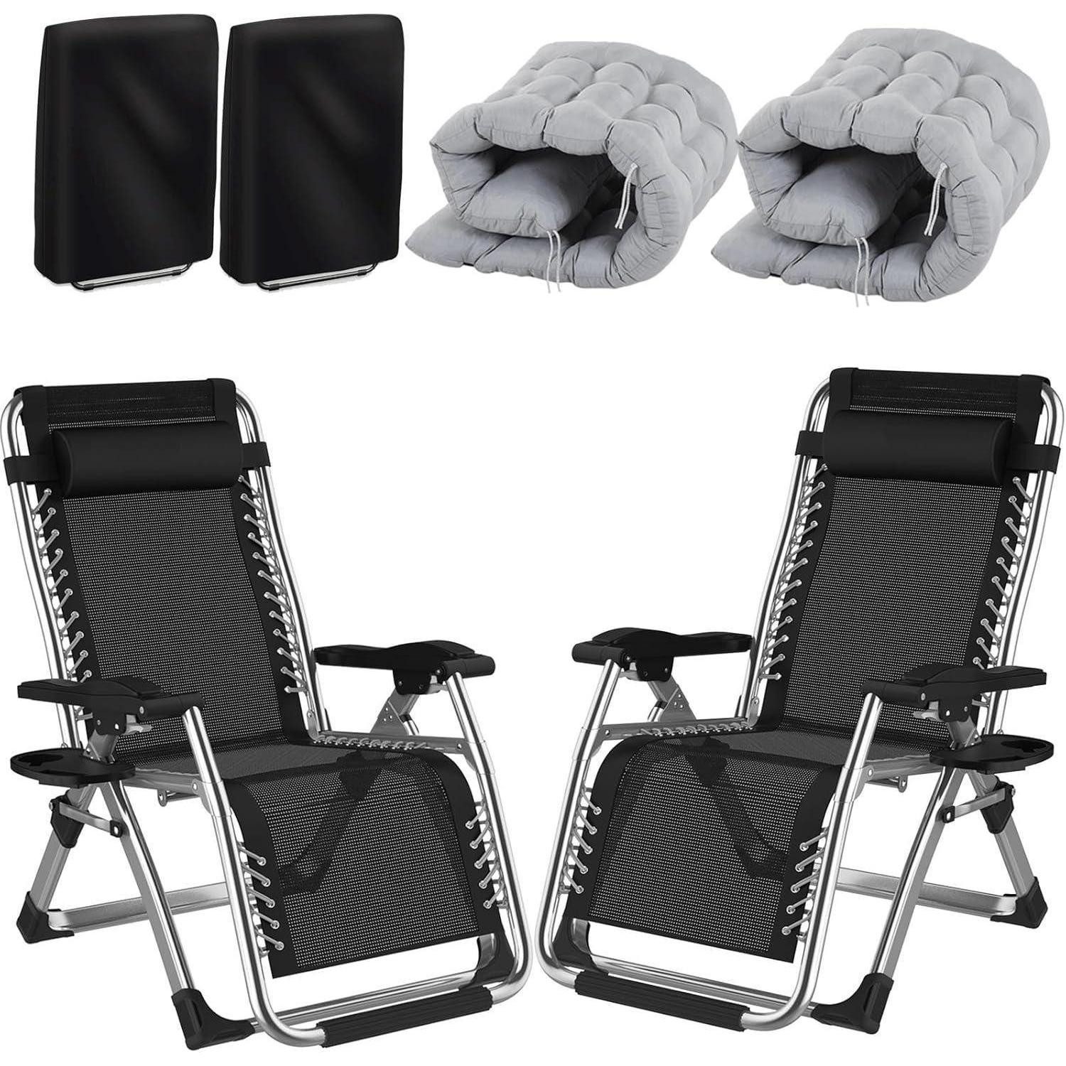 LuxusKollektion Gartenliege Sonnenliege verstellbar klappbar 83cm Breit 2er Set Gray