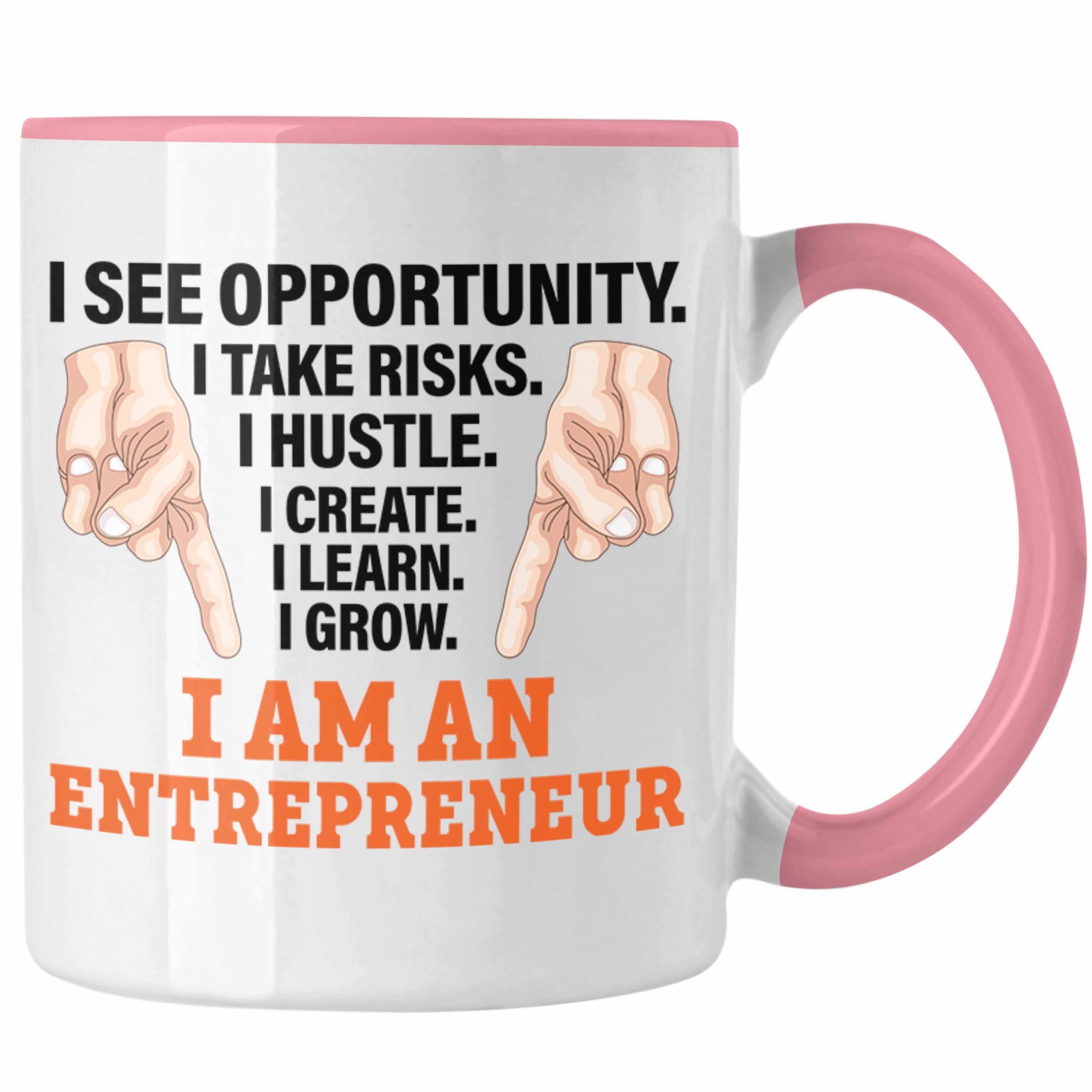 Trendation Spruch Entrepreneurship - Tasse Tasse Selbstständig Idee Motivation Geschenk Entrepreneur Trendation Rosa