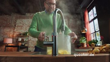 QUOOKER Küchenarmatur QUOOKER FLEX COMBI+ B Zugauslauf Gunmetal & 100°C Armatur (22+XGME) (2-St) Spültischmischer mit 100°C Kochendwasserfunktion