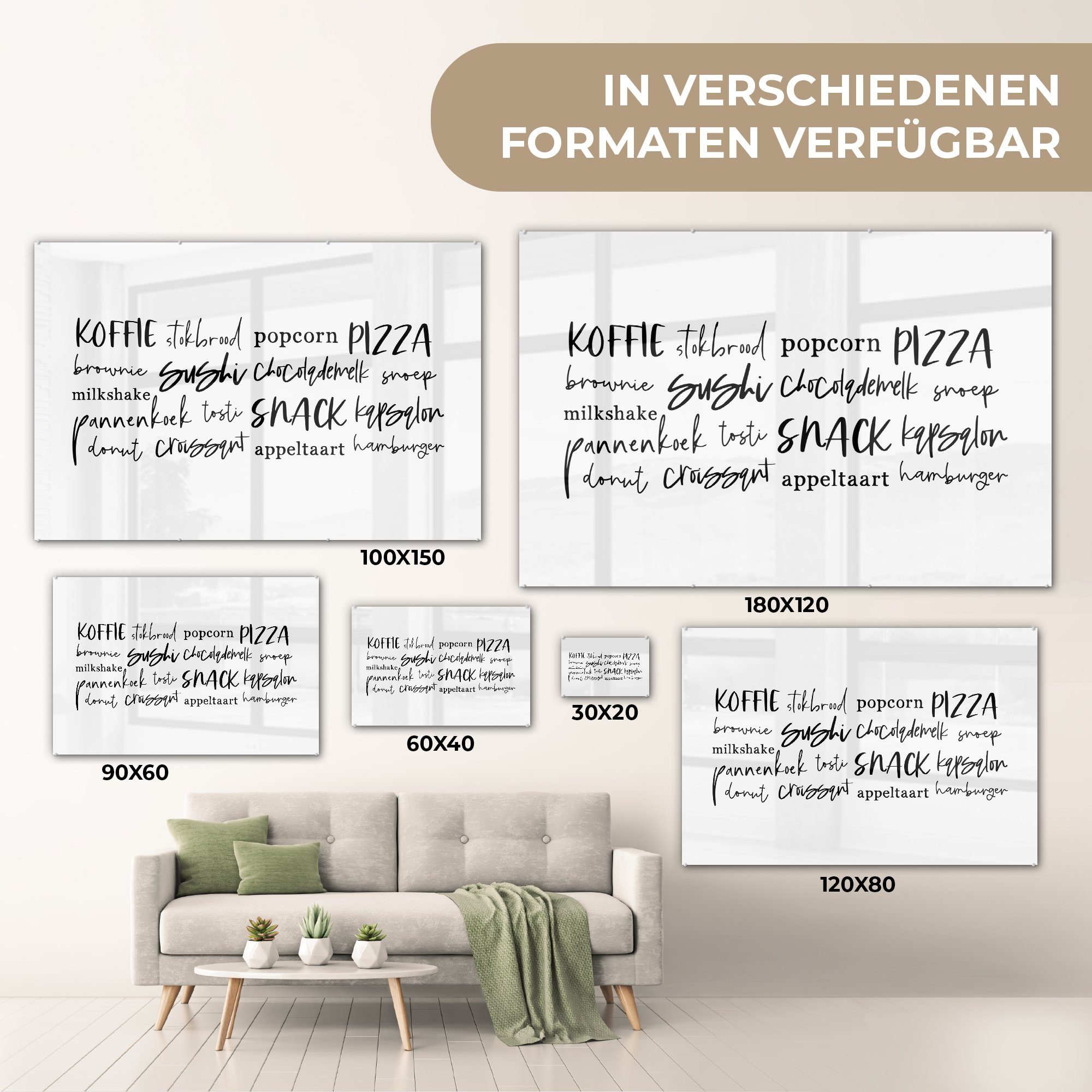 MuchoWow Acrylglasbild Küche - - Wandbild auf Lebensmittel, - Glasbilder (1 auf - Bilder Glas Glas St), Foto Wanddekoration