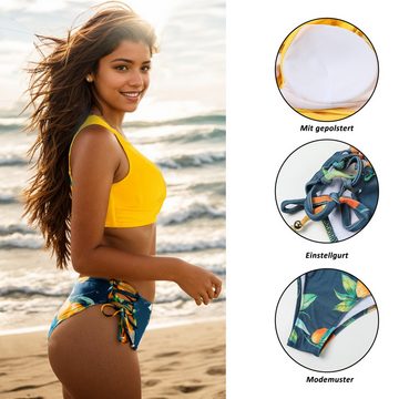 TAN.TOMI Bügel-Bikini Damen Bikini Set Push Up Crossover Bikinioberteil Strandmode Zweiteiliger Badeanzug