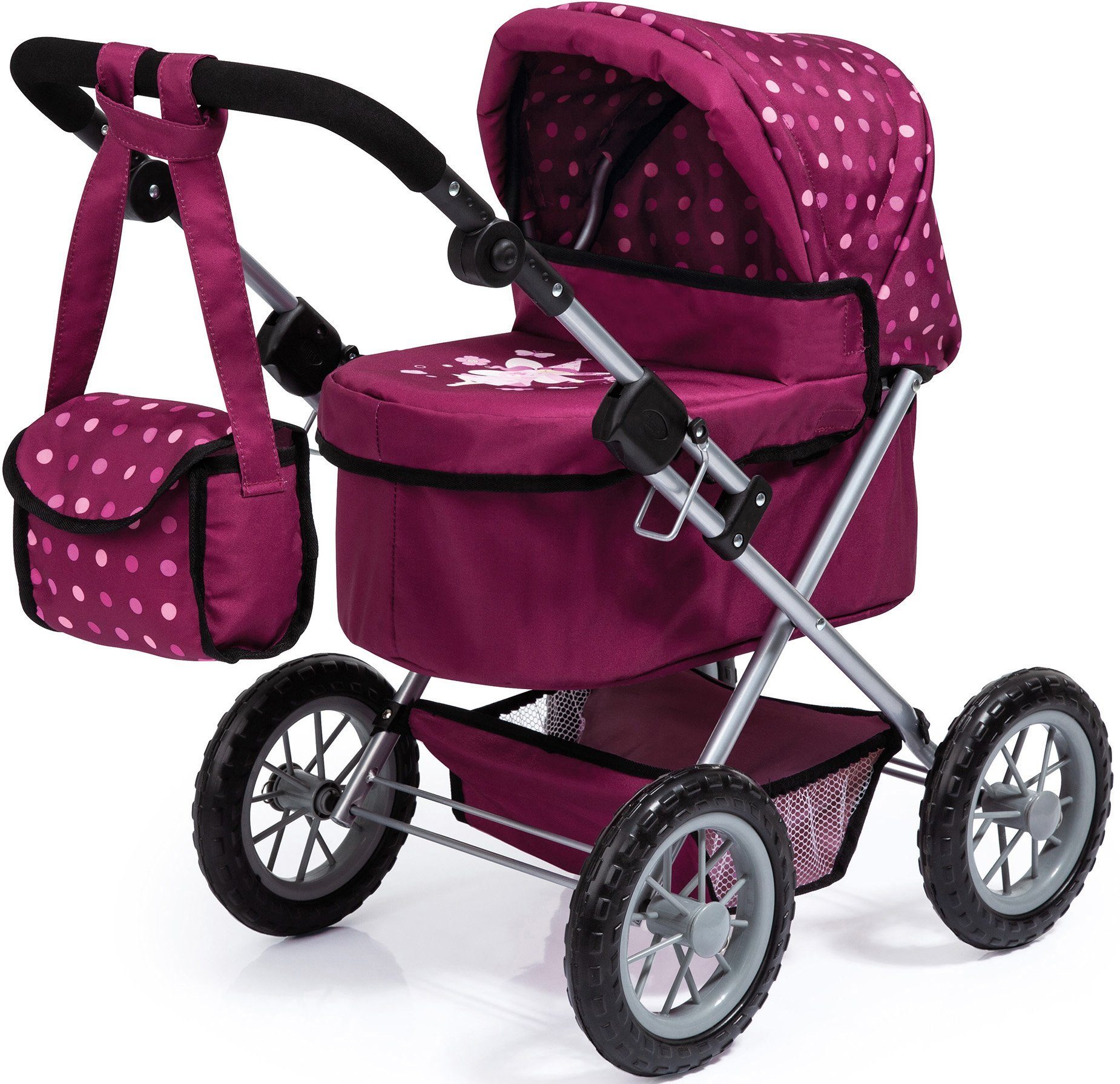 Bayer Puppenwagen Trendy, bordeaux, mit Wickeltasche günstig online kaufen