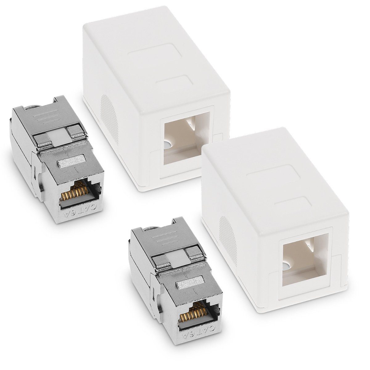 kwmobile CAT 6A Aufputz Netzwerkdose - 1/2/5er Set inkl. Keystone Module Netzwerk-Adapter, 5.00 cm
