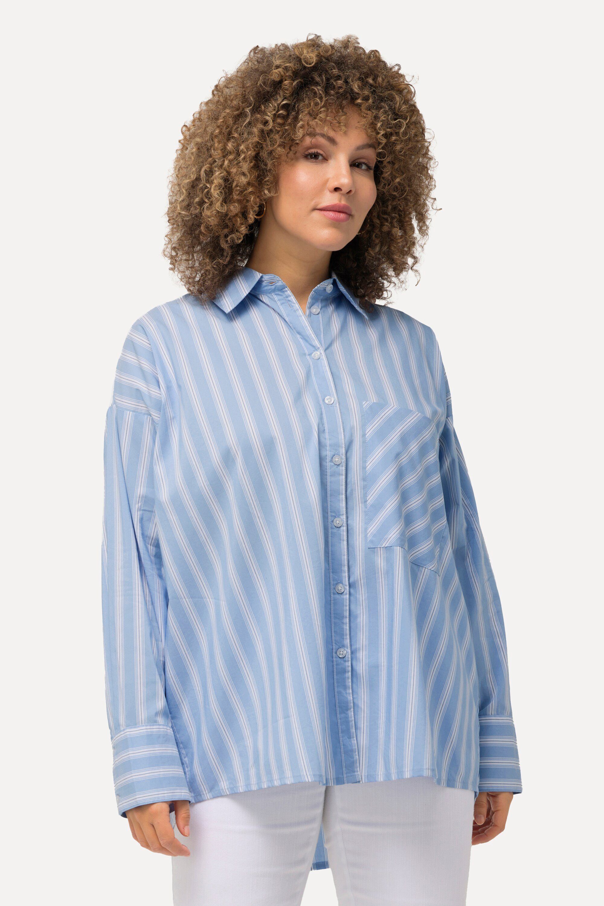 Ulla Popken Hemdbluse Bluse Streifen Brusttasche günstig online kaufen