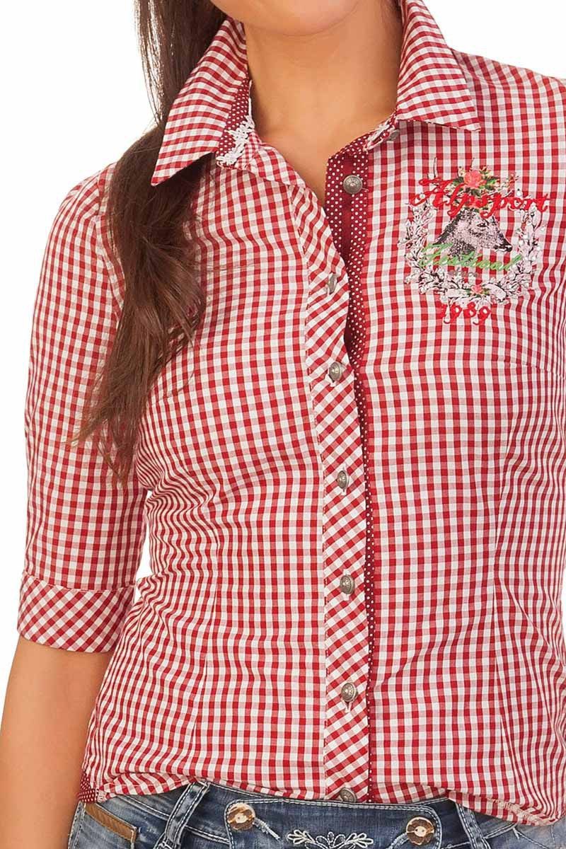 MarJo Trachtenbluse Trachtenbluse - DANELLA-BEATE - blau, rot