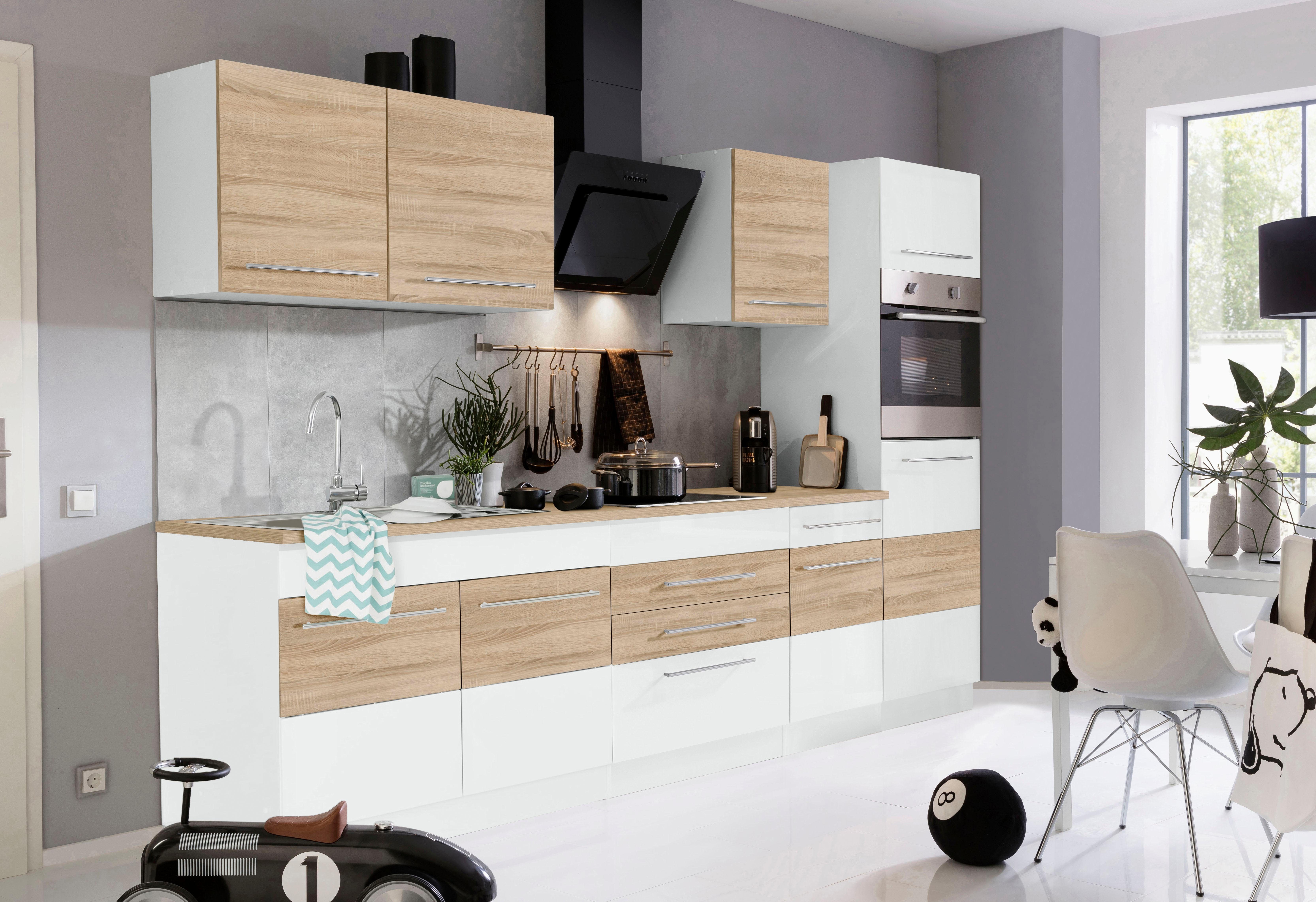 KOCHSTATION Küchenzeile KS-Trient, Breite 290 cm, wahlweise mit E-Geräten, mit Arbeitsplatte