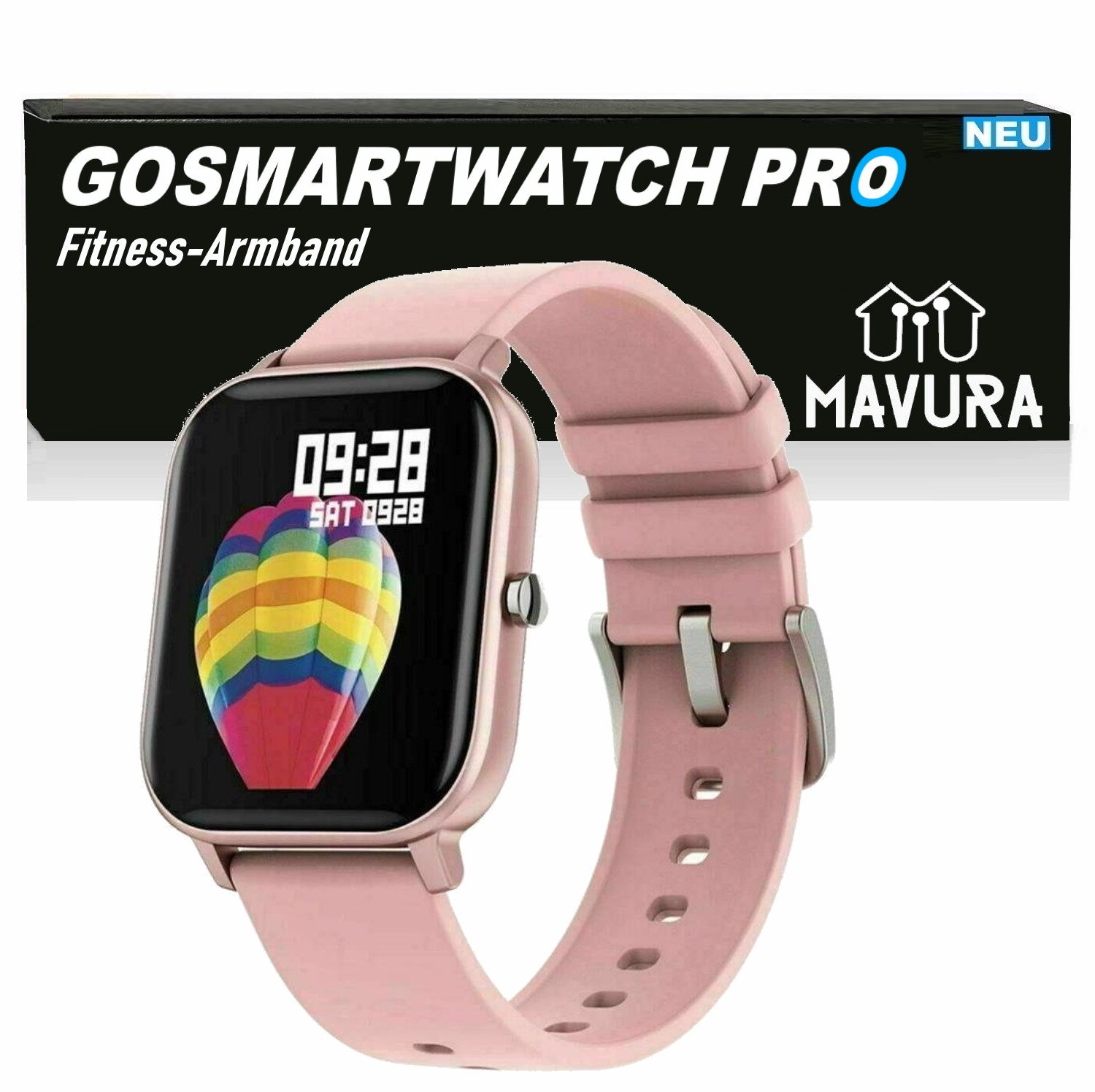 MAVURA GOSMARTWATCH PRO Smartwatch Bluetooth Fitnesstracker Fitness Armband Smartwatch für Android und Apple IPhone iOS Samsung Huawei HTC Xiaomi, Armbanduhr wasserdicht Herren & Damen