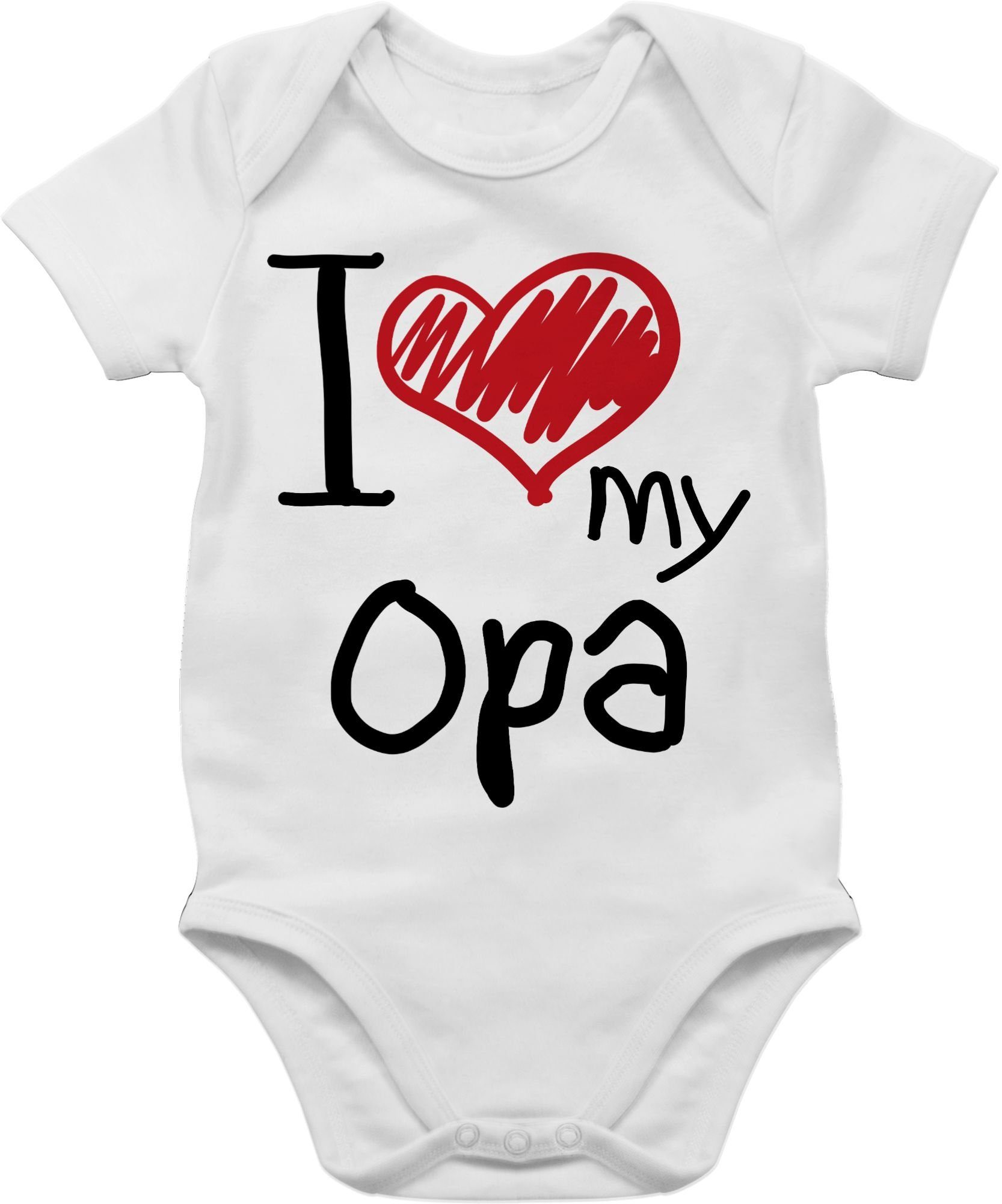 Shirtracer Shirtbody I love my Opa I Geschenk Vatertag Baby 2 Weiß