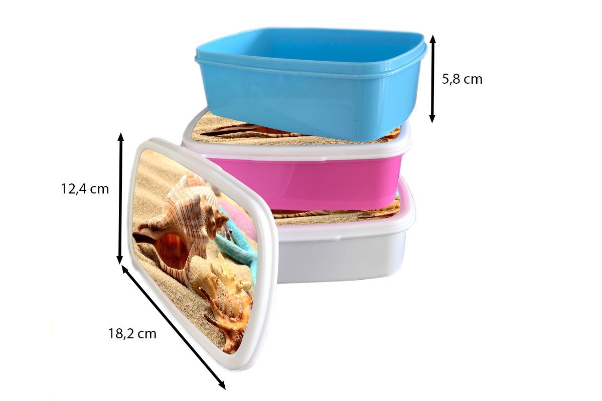 Seesterne Kunststoff - Kunststoff, (2-tlg), Erwachsene, Muscheln Sand für rosa MuchoWow - - Brotbox Mädchen, Snackbox, Lunchbox Strand, Kinder, Brotdose