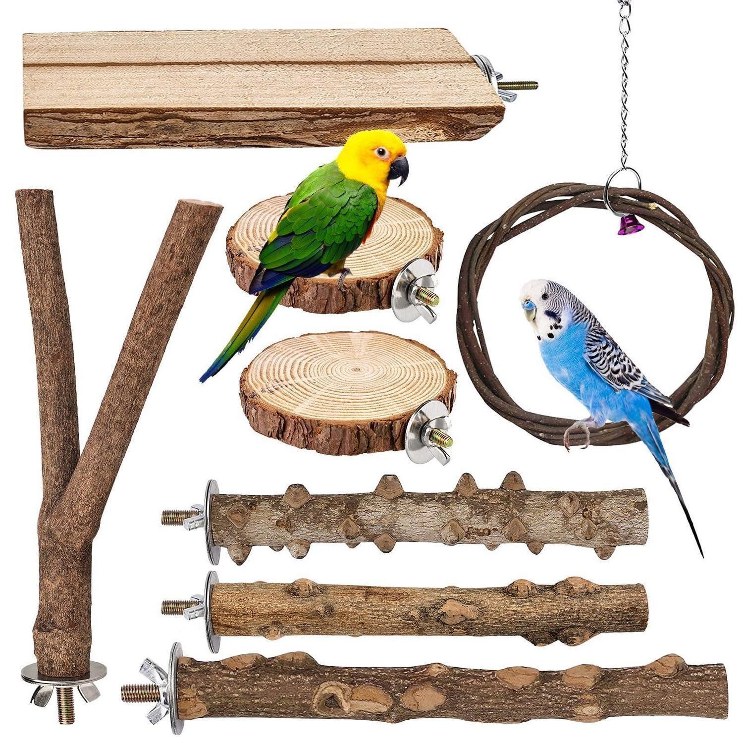 LuxusKollektion Vogelspielplatz 8x Naturholz Sitzstangen Set Vogel Wellensittich Nymphensittich