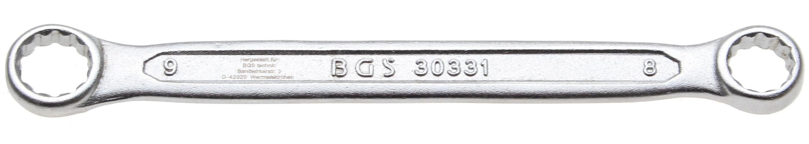 BGS technic Ringschlüssel Doppel-Ringschlüssel, extra flach, SW 8 x 9 mm