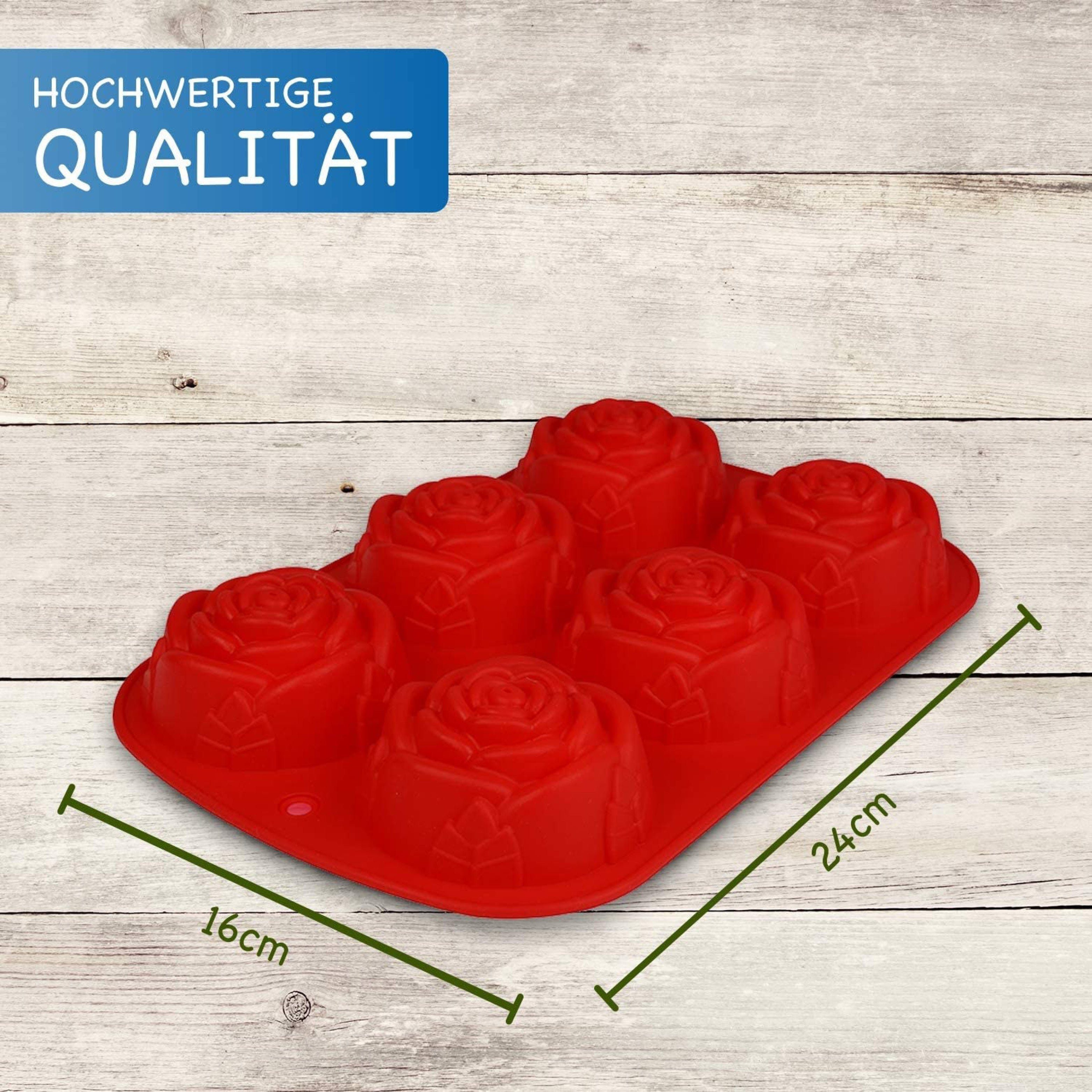 wisefood Silikonform 1-tlg., Silikonform Rosen - rot 24,5x16x3,5cm - 1 Form, (1-tlg)