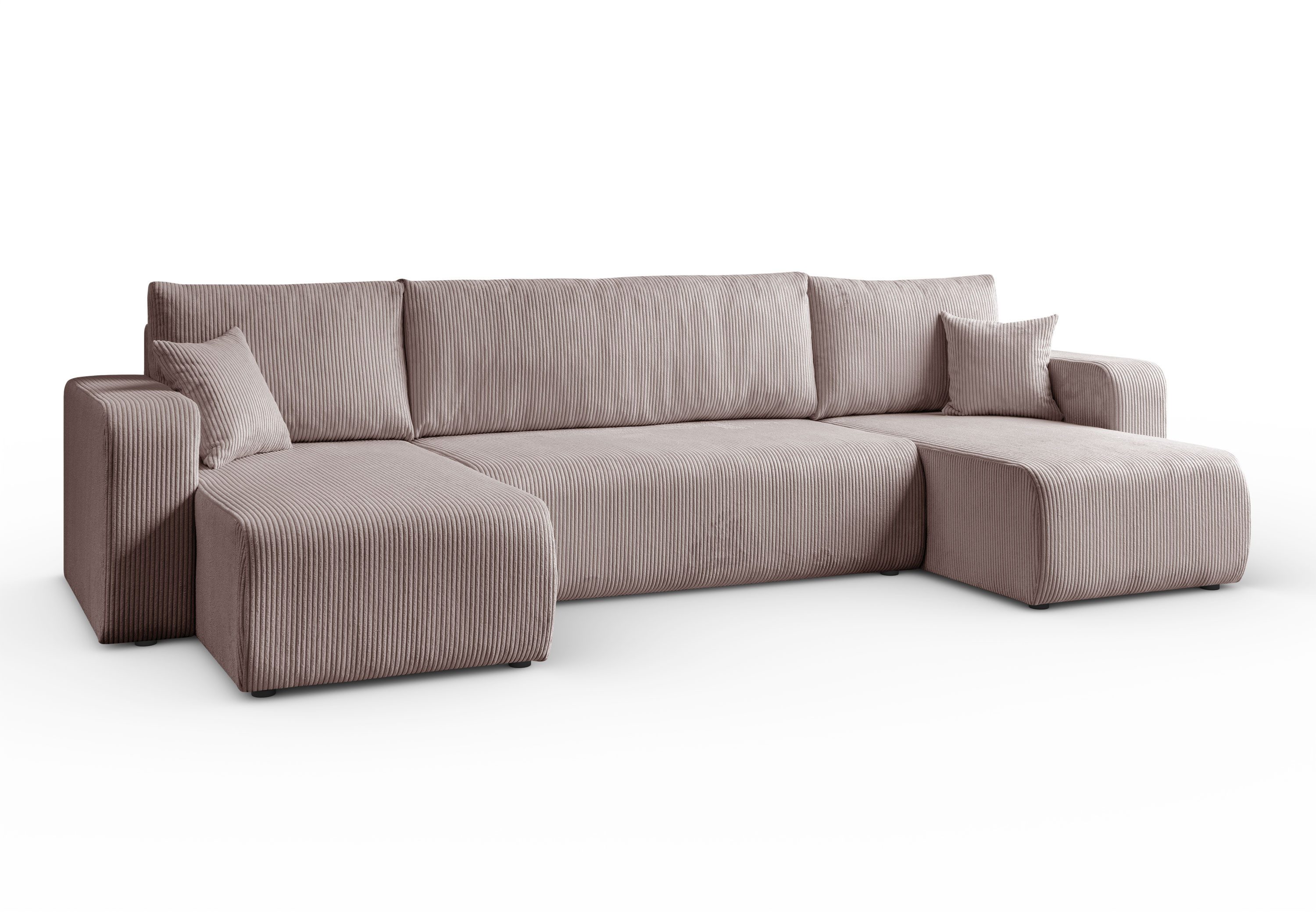 Lookway Big-Sofa PRESTIGE U-Form Couch, Cord-Stoff, mit Bettfunktion und Bettkasten