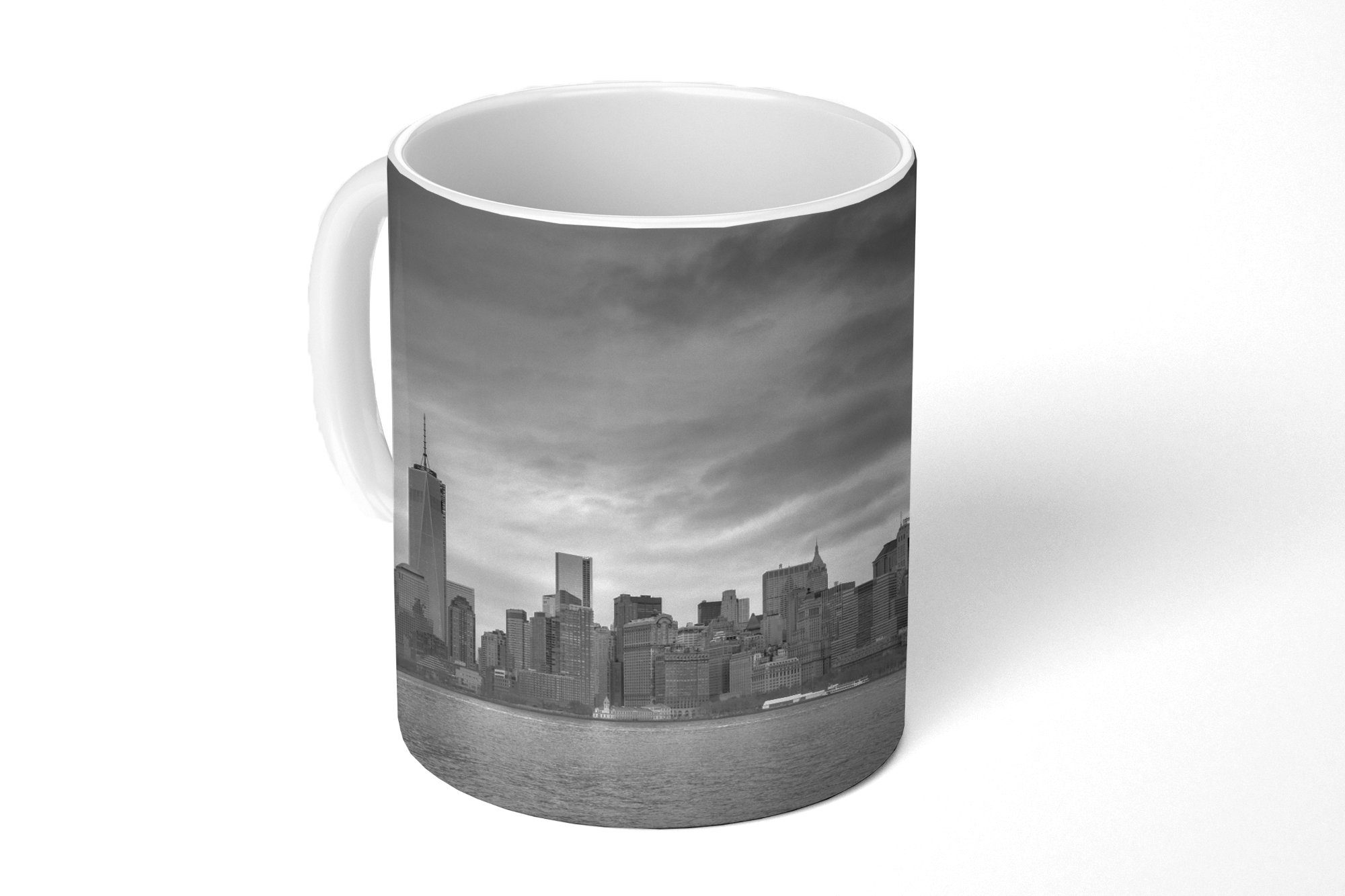 MuchoWow Tasse Manhattan New York in schwarz und weiß, Keramik, Kaffeetassen, Teetasse, Becher, Teetasse, Geschenk