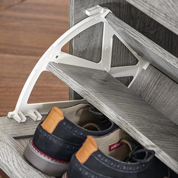 SoBuy Schuhschrank FSR137-L Schuhkipper Schuhablage mit 3 Klappen Schuhregal schmal Schuhkommode