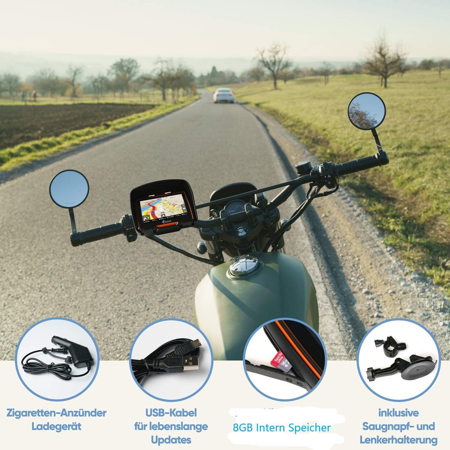 Motorrad Für 4.3 und GABITECH Motorrad-Navigationsgerät PKW Drive-M4 Navi Zoll GPS Navigationsgerät