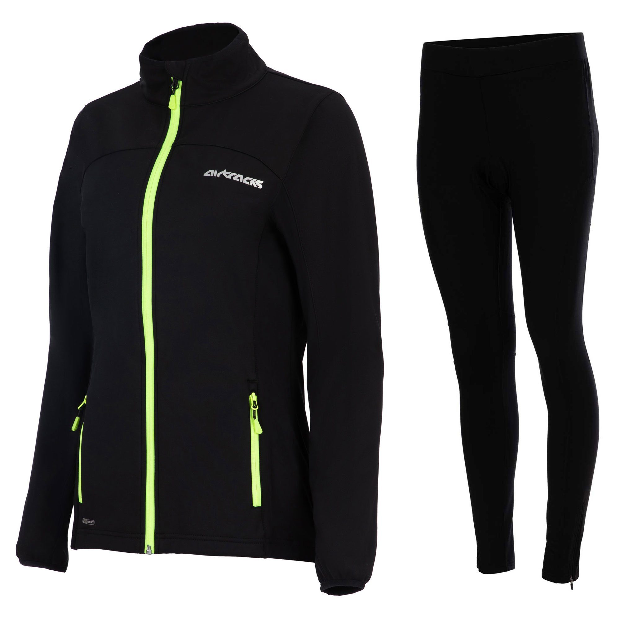 Airtracks Fahrradhose Damen Winter Radtrikot Set (Set, 2er Pack) Softshell Fahrradjacke + Thermo