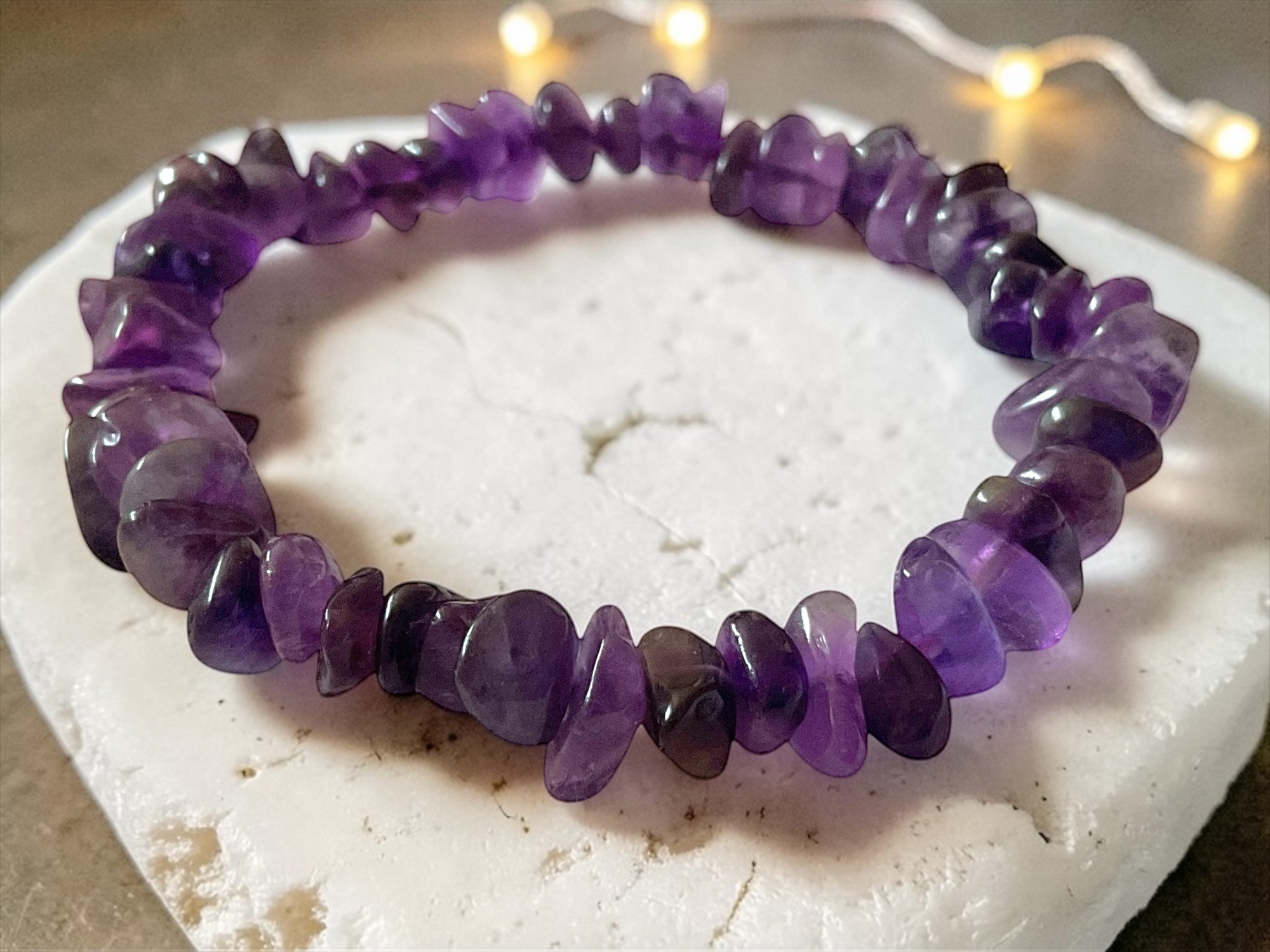 Steinfixx® Armband Amethyst Splitterarmband - Edelstein - Brasilien (16 cm Umfang, 1-tlg., beliebter und besonderer Edelstein), 100 % echt, Handarbeit I AAA-Qualität