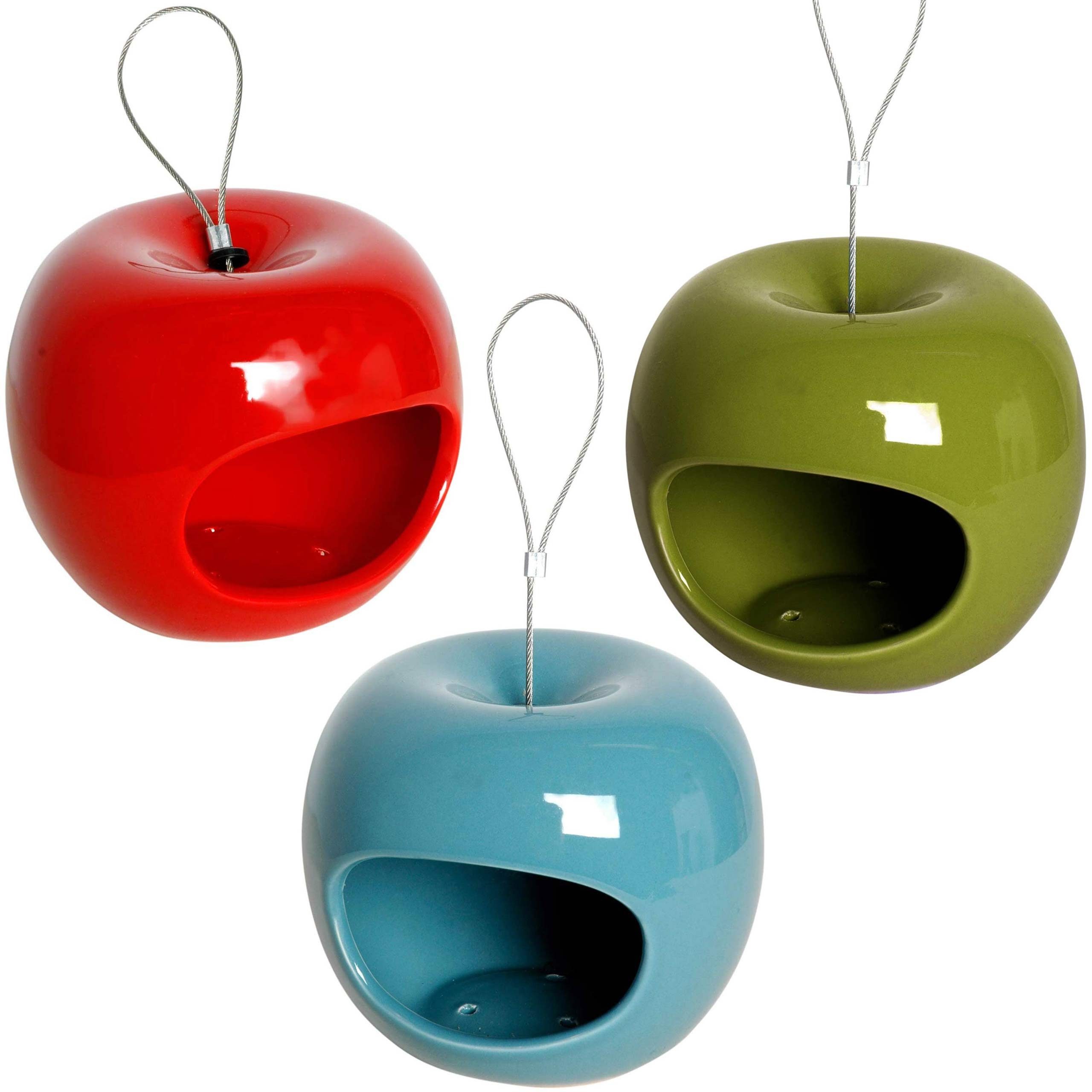 LUXUS-VOGELHAUS Vogelhaus Vogelhaus Keramik-Futterspender "Äpfel" 3er Set