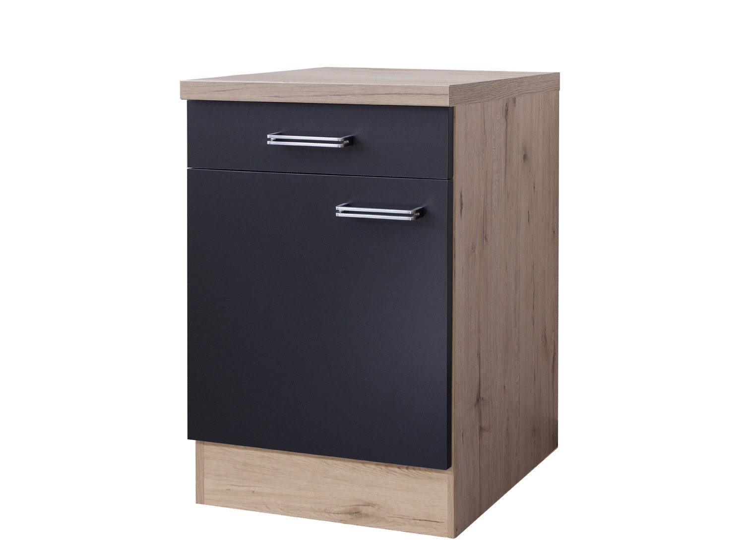 Flex-Well Spülenunterschrank Küchenunterschrank - 60 cm breit - Anthrazit San Remo Eiche – Lino
