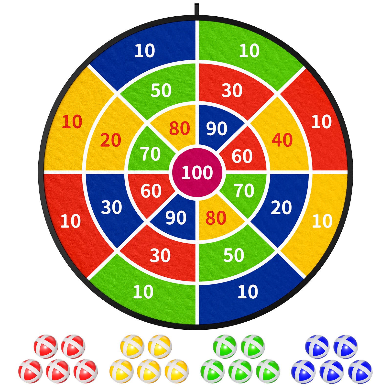 TEMI Dartscheibe 29" Zielspiel Wurfspiel Zielspielzeug für den Außenbereich, (Set, 1-tlg., 1 Dartscheibe, 20 Klettball), Indoor und Outdoor Spielzeug Geschenk für Jungen Mädchen ab 3 Jahren