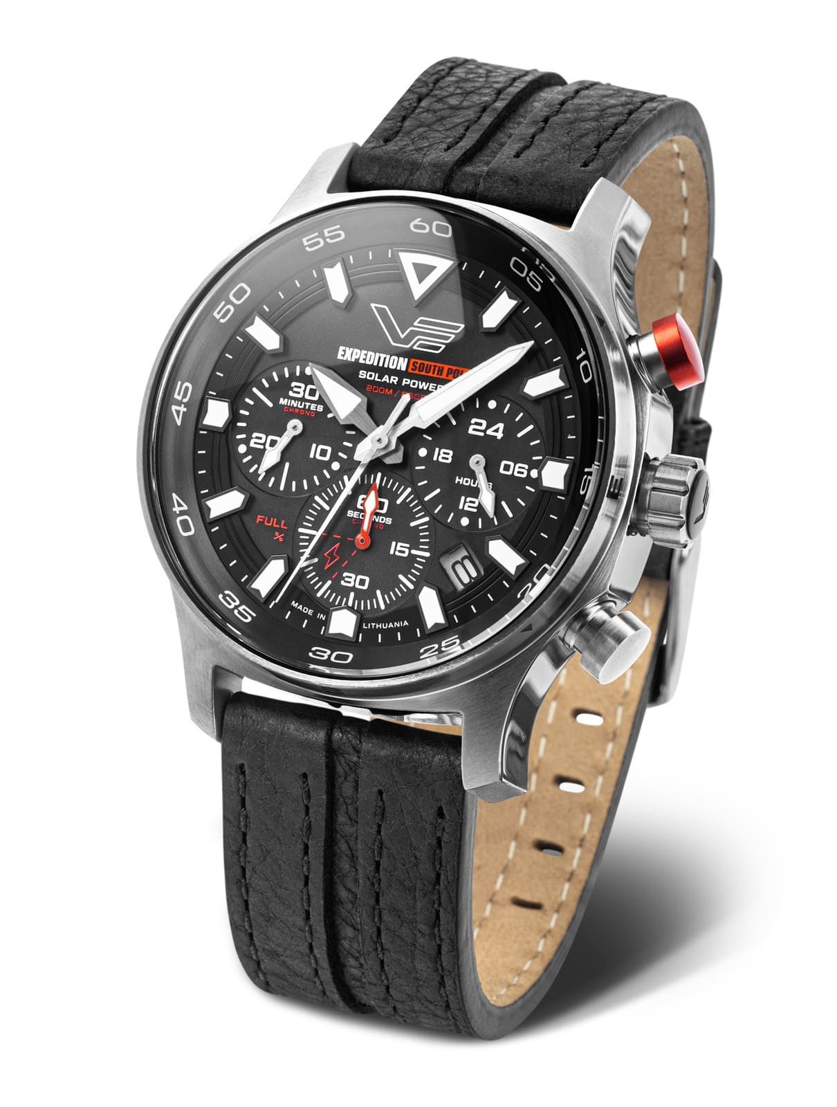 Vostok Europe Solaruhr Expedition South Pole Chronograph – Herrenuhr, 43 mm, Lederarmband 592A761-L