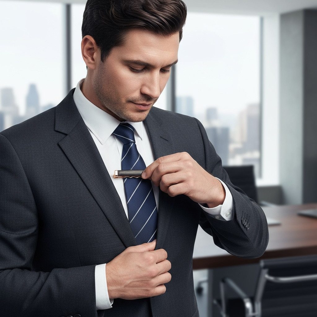 Karisma Krawattennadel Karisma Hochwertige Herren Edelstahl 316L Krawattennadel mit, Carbon-Composite/Krawattenklammer/Tie Clip Farbwahl KTC206 - Roségold