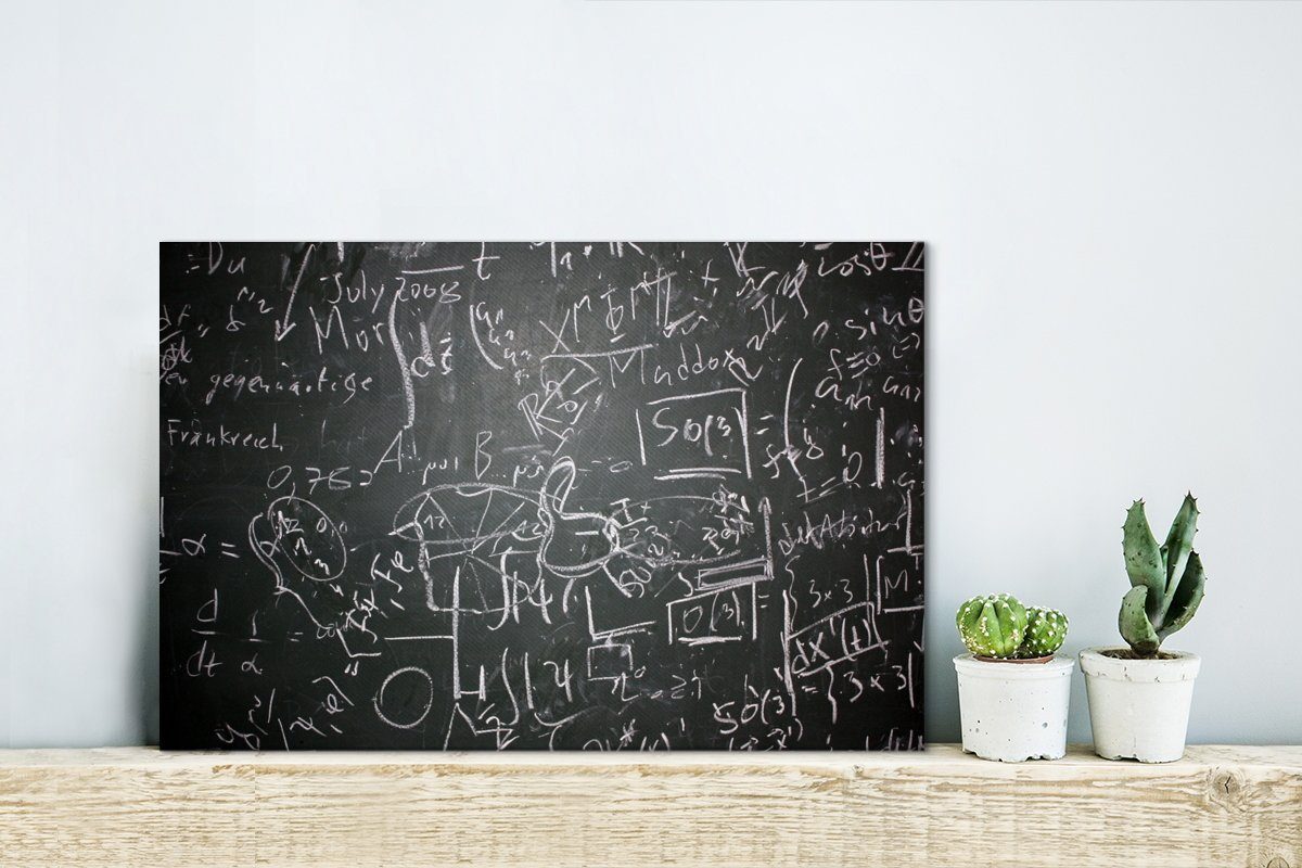 OneMillionCanvasses® Leinwandbild Formeln auf Wandbild (1 schwarzen Wanddeko, cm St), einer Kreidetafel, Leinwandbilder, 30x20 Aufhängefertig