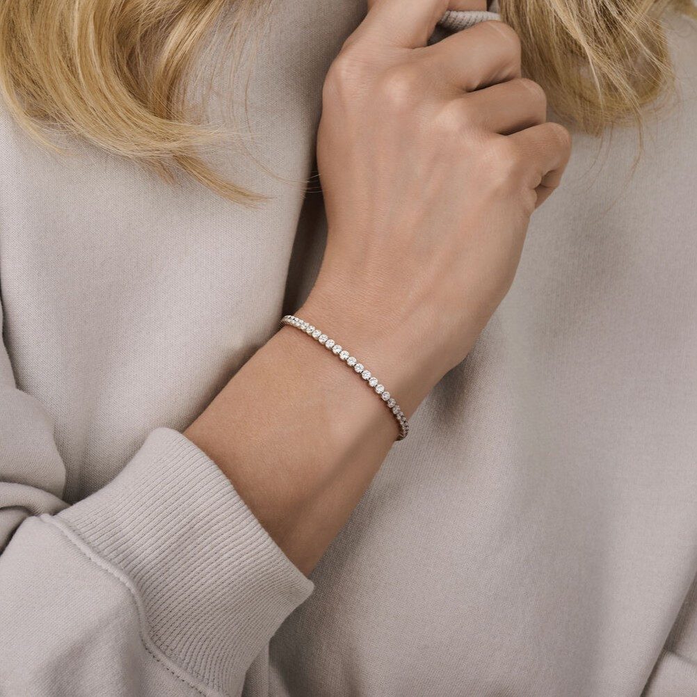 NICEANDnoble Tennisarmband 925er Silber rhodiniert Tennisarmband Zirkonia