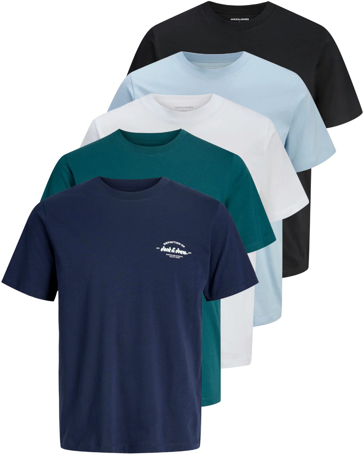 Jack & Jones Print-Shirt Bedrucktes T-Shirt aus Baumwolle (5er-Pack)