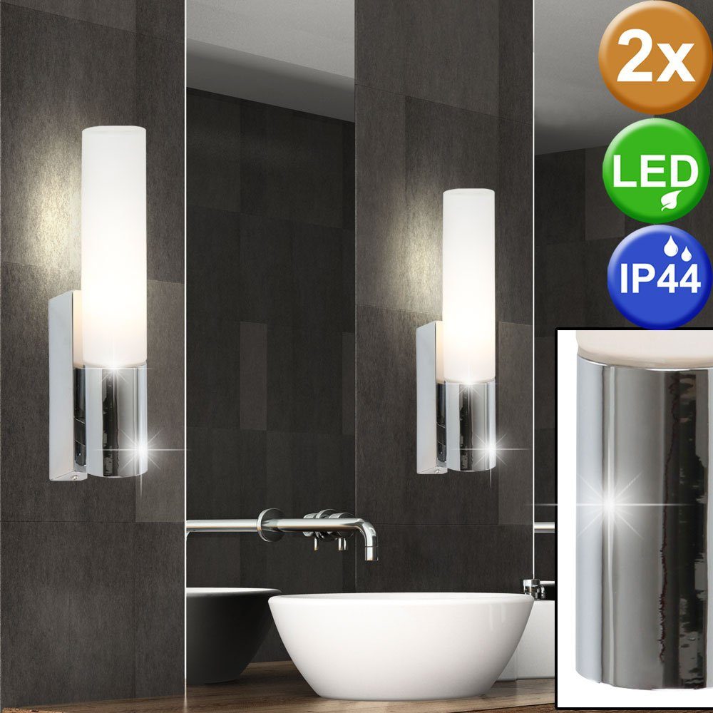 etc-shop Wandstrahler, 2er Set LED Wand Leuchten Bade Zimmer