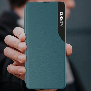 cofi1453 Smartphone-Hülle Eco View Case Leder Handyhülle für iPhone 12 Mini Schwarz
