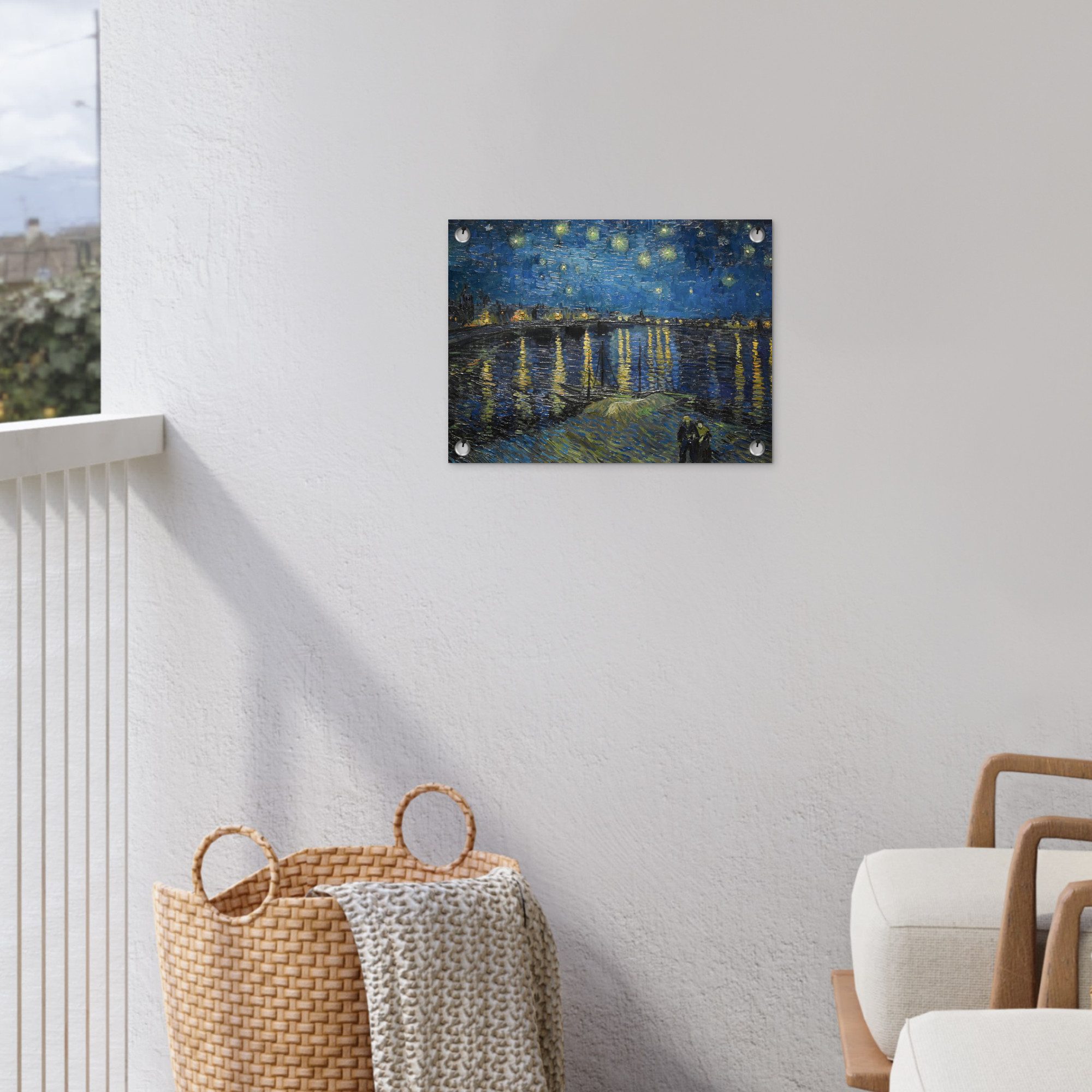 OnlyWow Poster für Garten Van Gogh - Brücke - Alte Meister, Gartenposter, Outdoor Bilder, Gartendekoration Bild, 40x30 cm