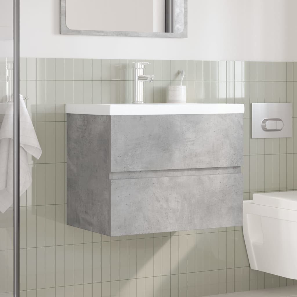 vidaXL Badezimmer-Set 2-tlg. Badmöbel-Set Betongrau Holzwerkstoff, günstig online kaufen