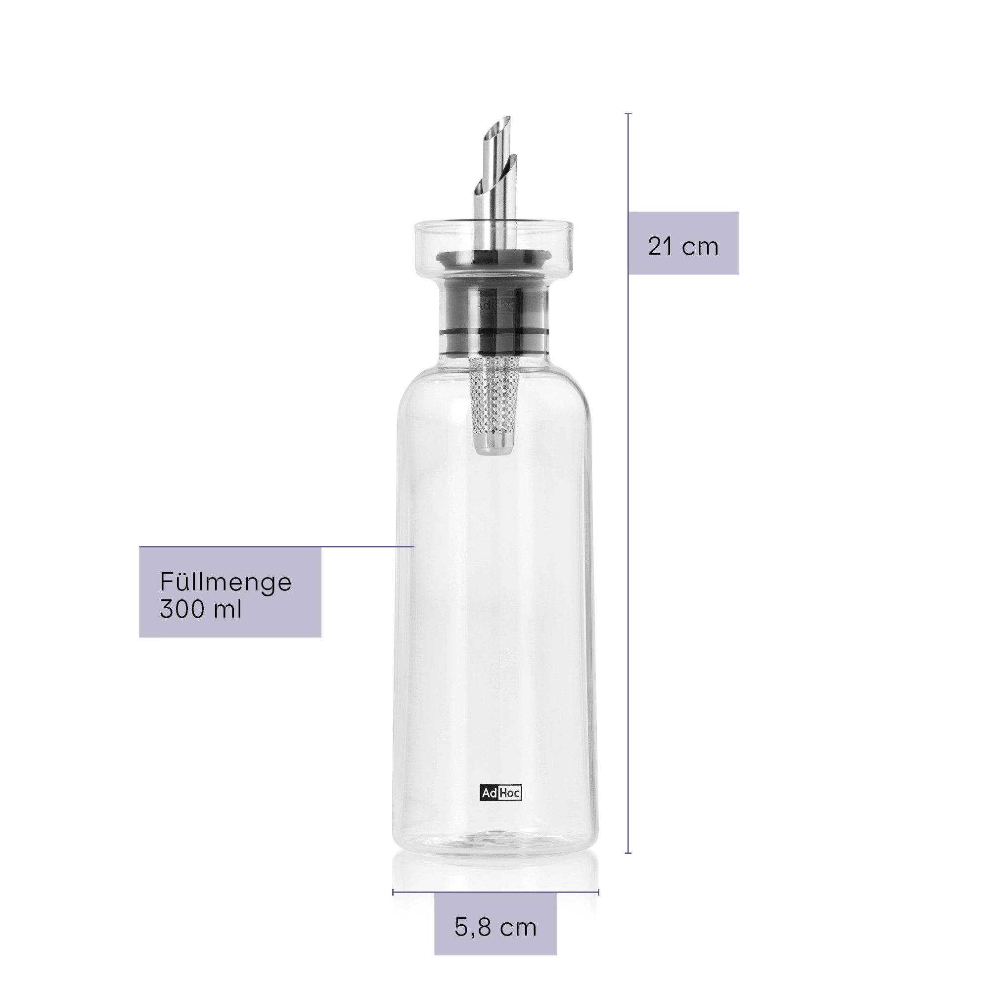 AdHoc Ölspender und Essigspender im Set AromaPour, (2-tlg), der 4in1 Genussexperte für Öl und Essig 300ml