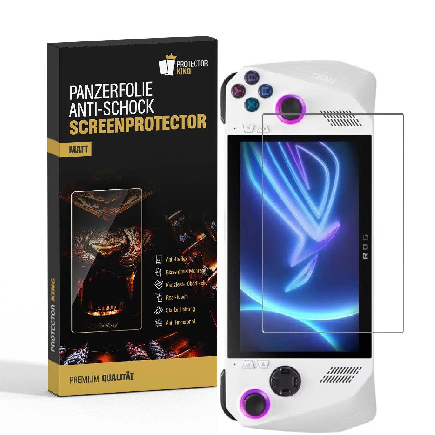 Protectorking Schutzfolie 1x Panzerfolie für Asus Rog Ally Anti-Reflex matt Displayschutz Schutz, (1-Stück), matt, Anti-Reflex, entspiegelt