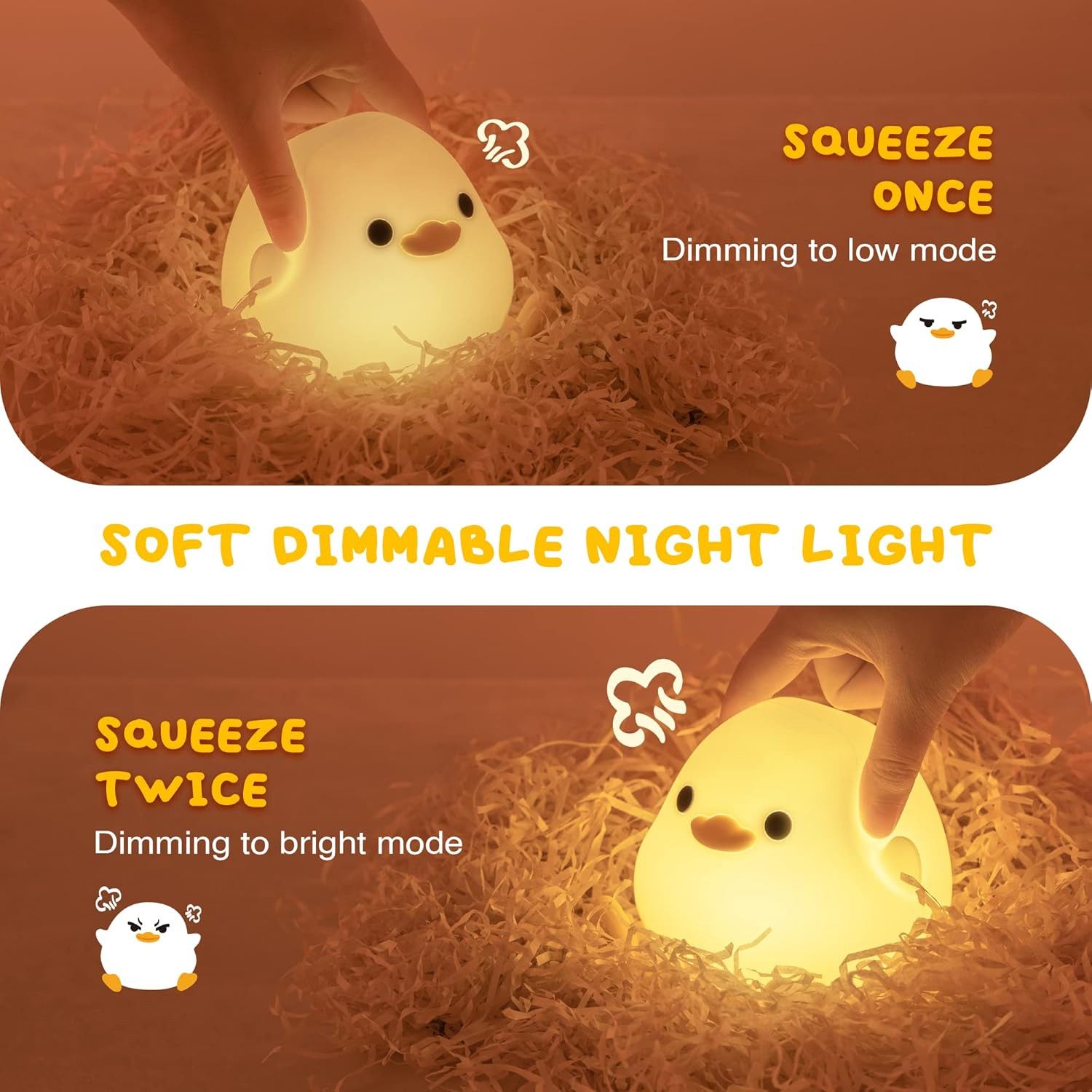 FELIXLEO LED Nachtlicht LED Nachtlicht Kinder DoDo Duck Silikon Stilllicht Baby – Bild 3 von 5