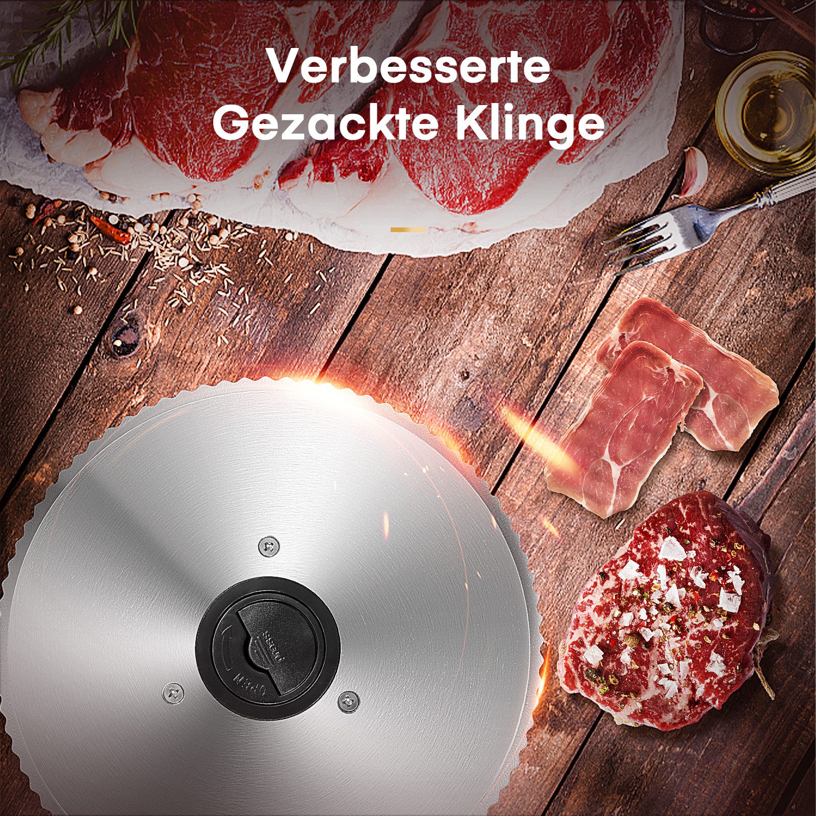 FOHERE Allesschneider mit zwei abnehmbaren Klingen aus 304 Edelstahl, 200 W, mit rutschfesten Saugnapffüßen, abnehmbar und leicht zu reinigen