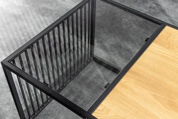 riess-ambiente Couchtisch ARCHITECTURE 100cm schwarz / natur (Einzelartikel, 1-St), Wohnzimmer · Glas · Metall · Holz-Optik · Industrial Design