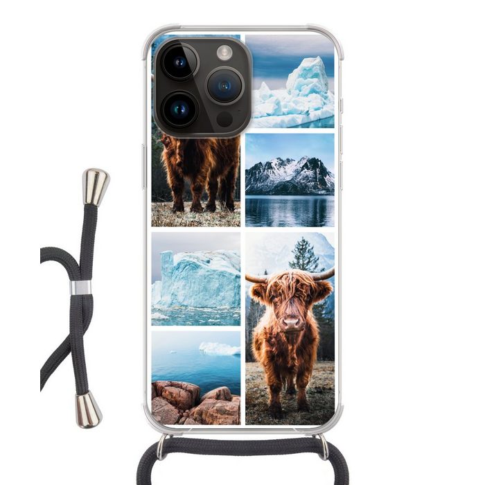 MuchoWow Handyhülle Schottischer Highlander - Eiscreme - Collage Handyhülle Telefonhülle Apple iPhone 14 Pro