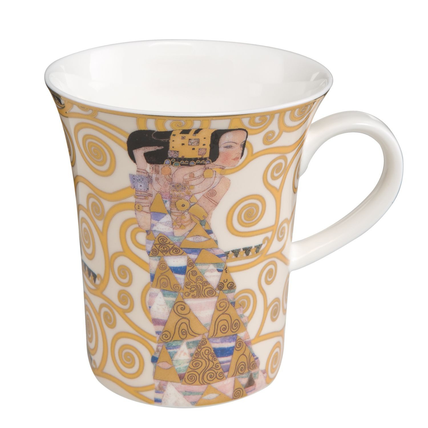 Goebel Tasse Gustav Klimt, Porzellan, Echtgoldauflage, Gold, Die Erwartung, H: 11.5cm