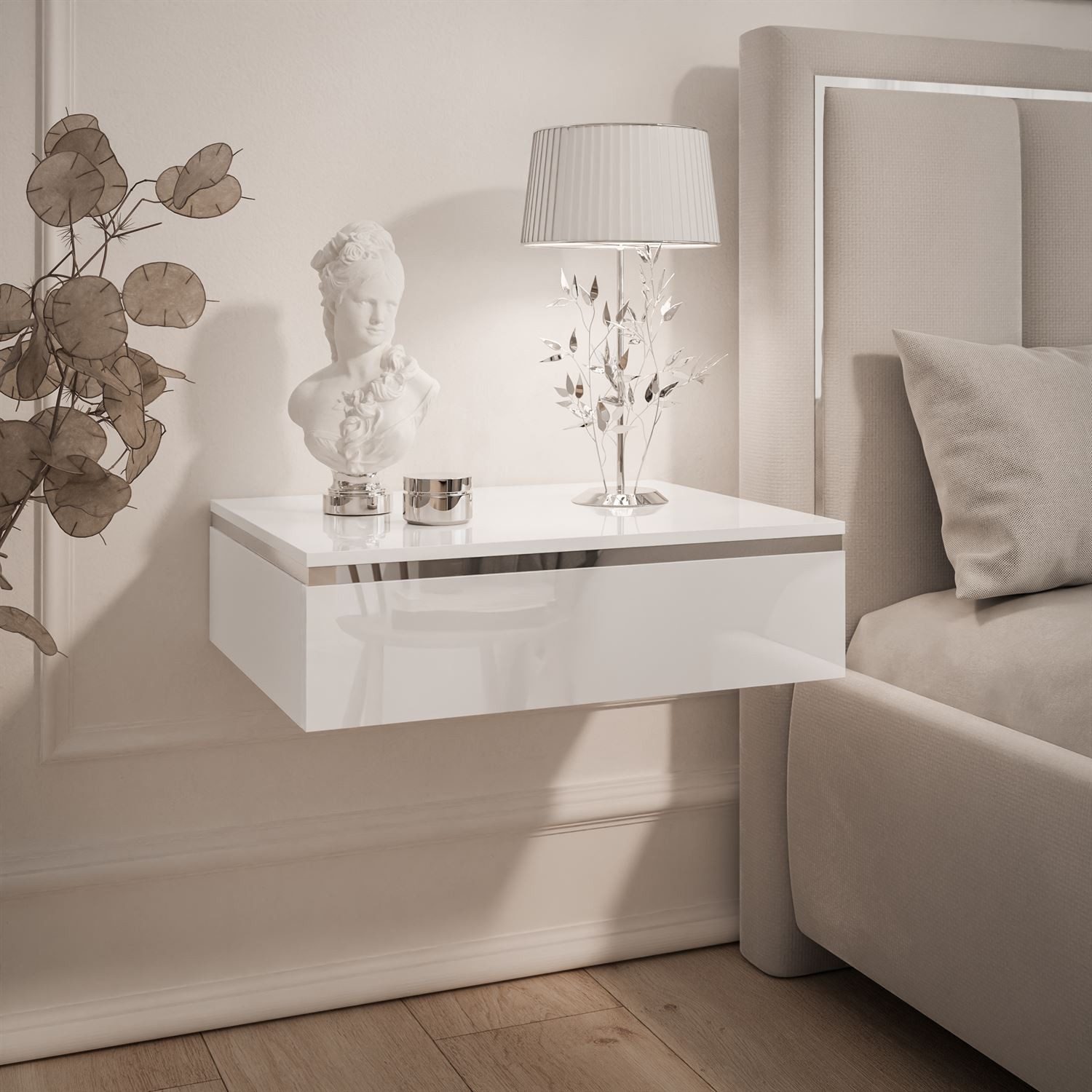 Lookway Nachttisch AURORA SILVER Hängender Nachttisch (1x Nachttisch), Brei günstig online kaufen